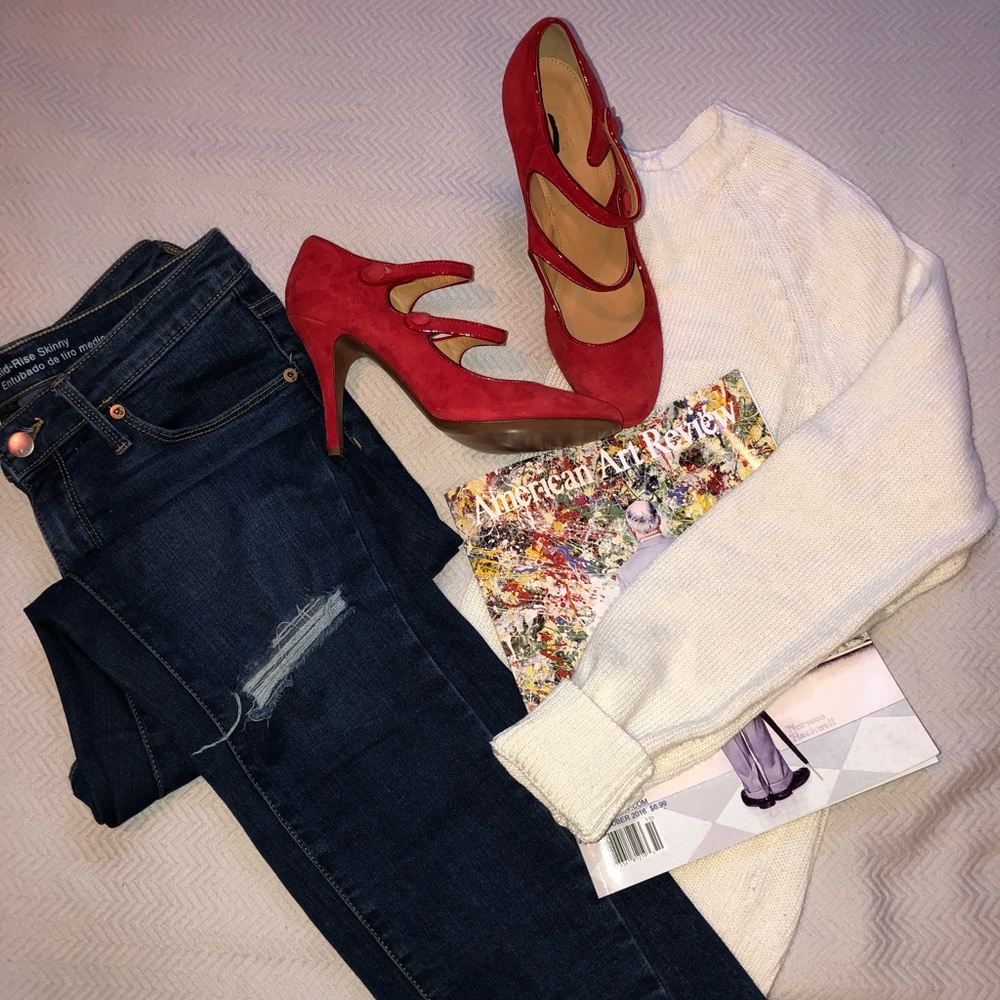 J. Crew red suede heels